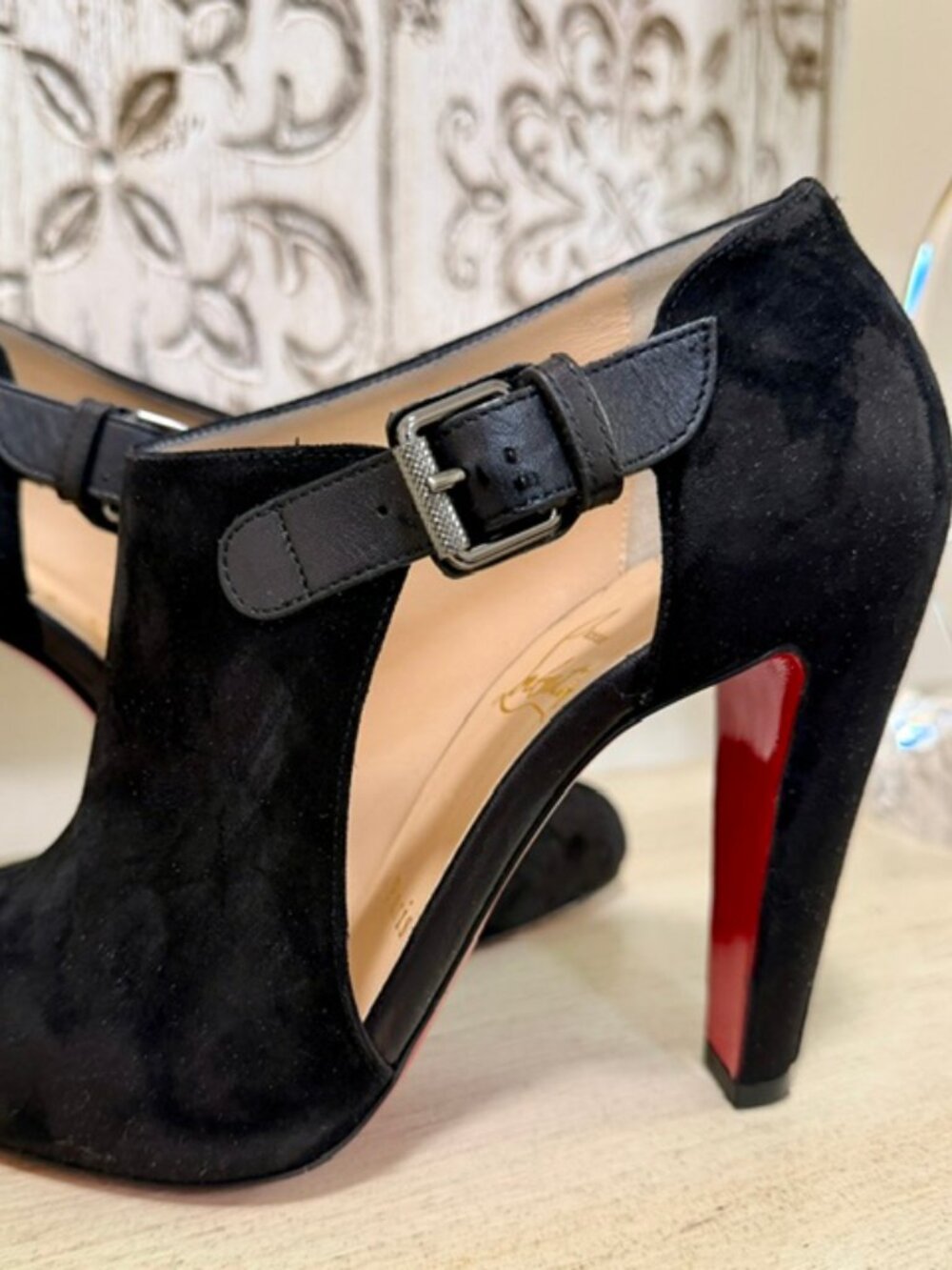 Christian Louboutin Black Suede Booties – Size 37